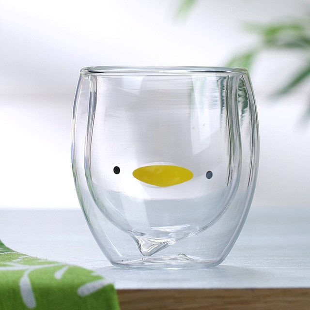 Kitchen Double Layer Animal Glass Cups | New Children Drinkware Collection