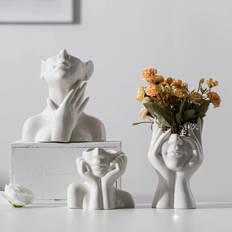 Modern art face vases