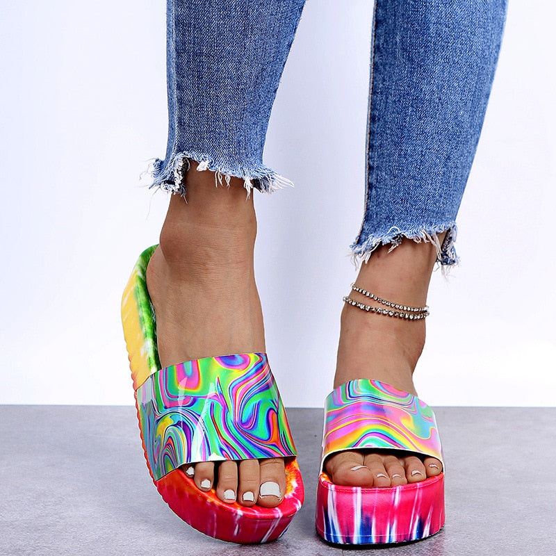 Incredible Party Women Sandals | Fashion Design, Rainbow Color Pattern