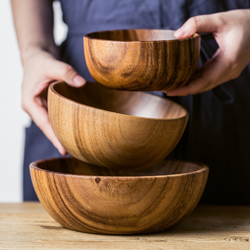 Kitchen Wooden Bowls, Dinner Table Plates, Food, Cooking & Baking