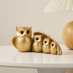 Golden Family Owl Guardian