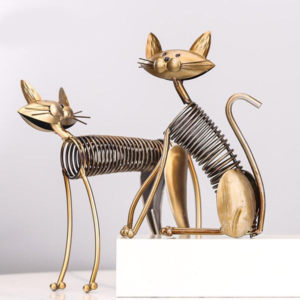 Iron Spring Cat Statues
