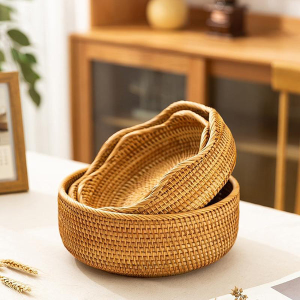 Home Decoration Woven Rattan Tray | Kitchenware, Food, Cooking, Baking, Bread