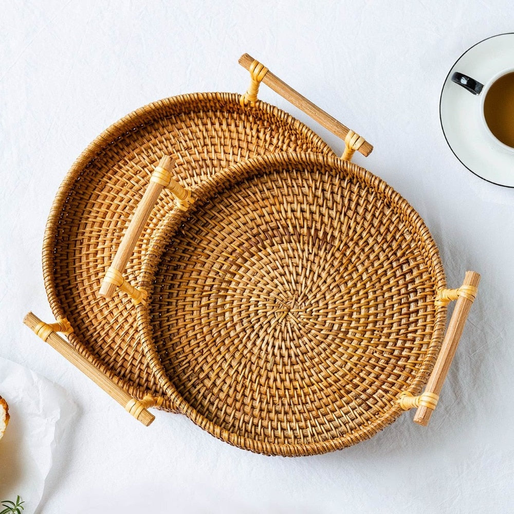 Home Decoration Woven Rattan Tray | Kitchenware, Food, Cooking, Baking, Bread