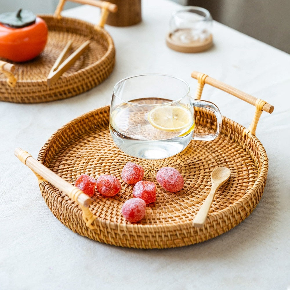 Home Decoration Woven Rattan Tray | Kitchenware, Food, Cooking, Baking, Bread